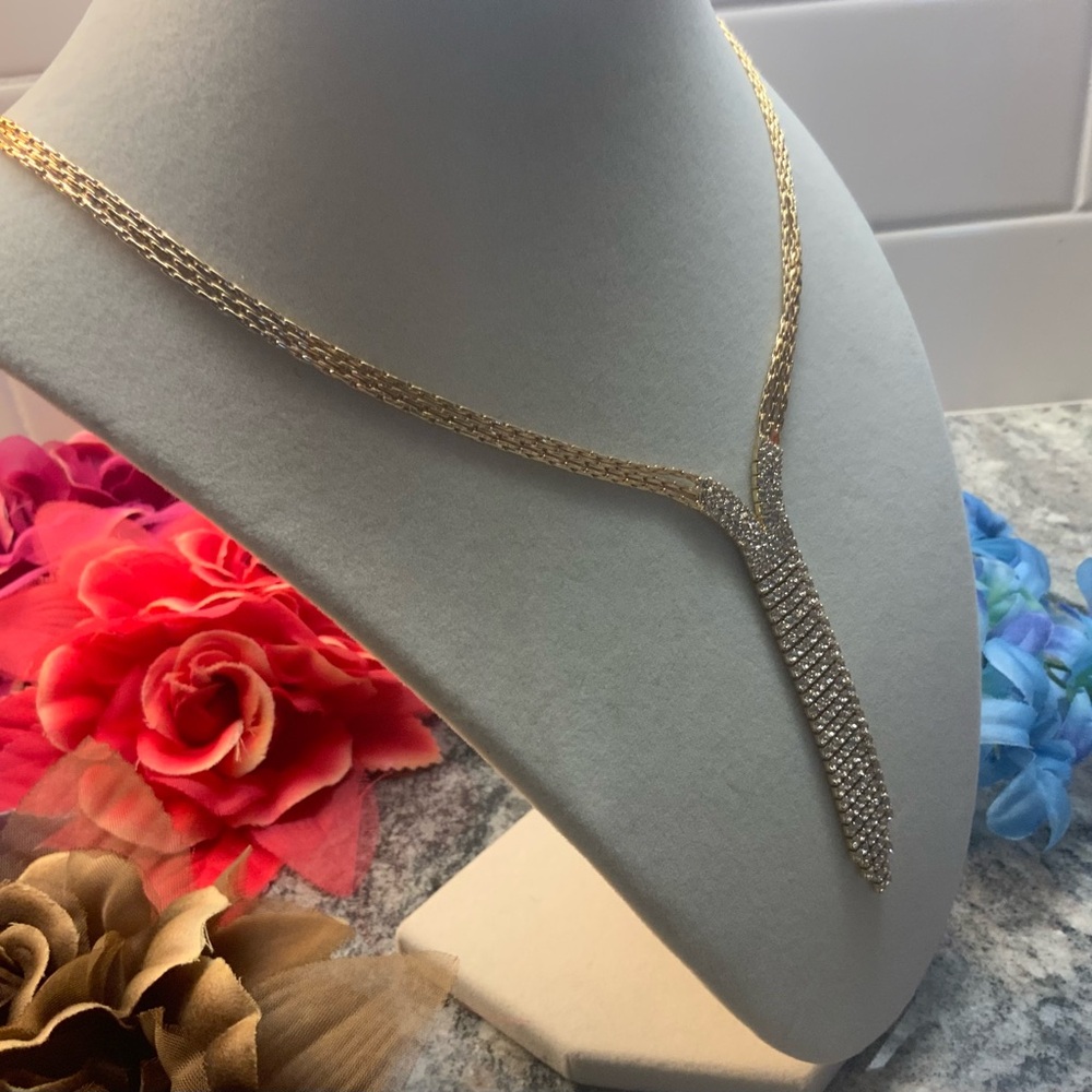 Nordstrom 14k Gold over Silver Cascade crystal Necklace - Picture 4 of 9